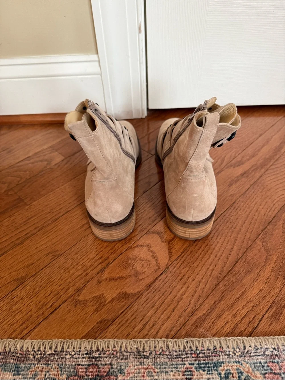 Women’s Paul Green Suede Ankle Boots in Light Taupe - Strapped Buckle Design